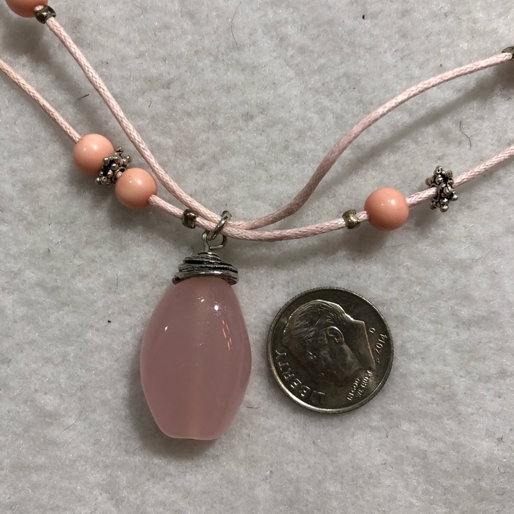 Handmade Pink gemstone boho retro rope necklace - Picture 9 of 12